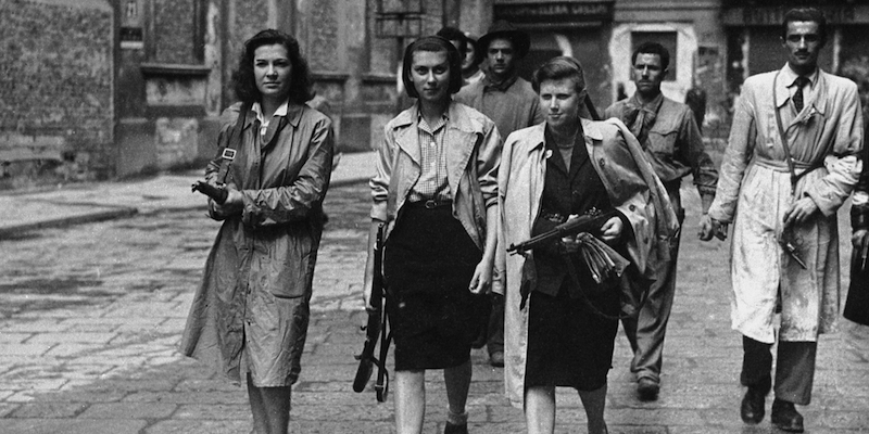 Italian partisans associated with the Partito d'Azione during the liberation of Milan.   (Photo by Keystone/Getty Images)