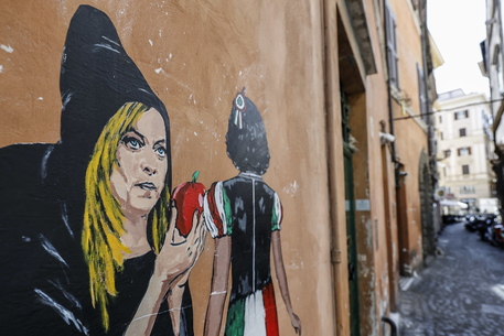 Mural on upcoming general elections in Italy